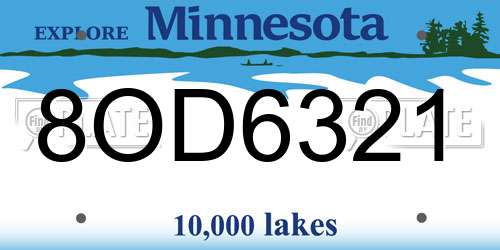 8OD6321 Minnesota License Plate