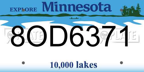 8OD6371 Minnesota License Plate