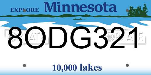 8ODG321 Minnesota License Plate