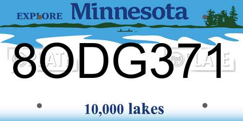 8ODG371 Minnesota License Plate