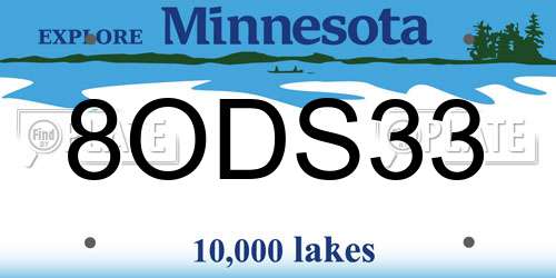 8ODS33 Minnesota License Plate