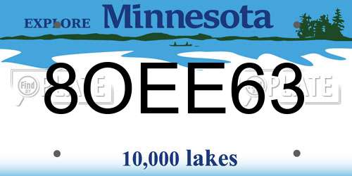 8OEE63 Minnesota License Plate