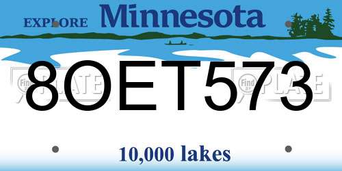 8OET573 Minnesota License Plate