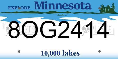 8OG2414 Minnesota License Plate