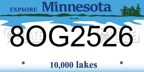 8OG2526 Minnesota License Plate