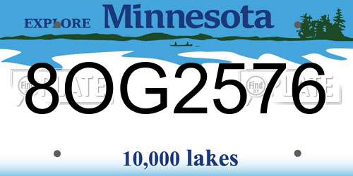 8OG2576 Minnesota License Plate