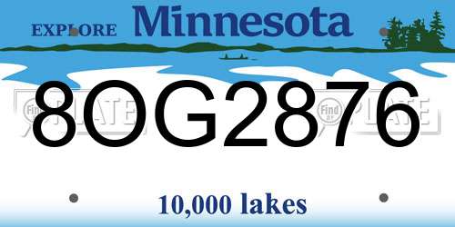 8OG2876 Minnesota License Plate
