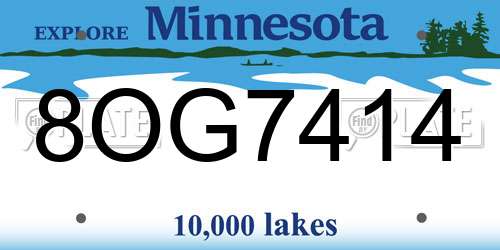 8OG7414 Minnesota License Plate