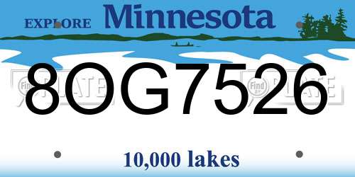 8OG7526 Minnesota License Plate
