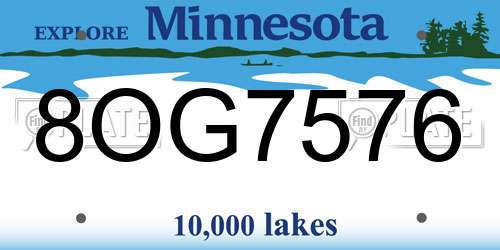 8OG7576 Minnesota License Plate