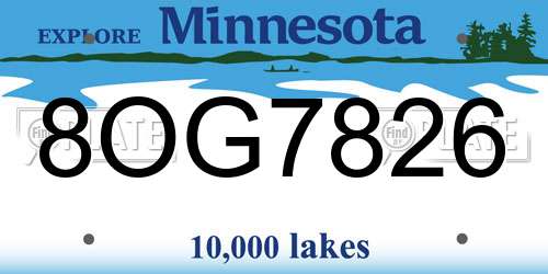 8OG7826 Minnesota License Plate