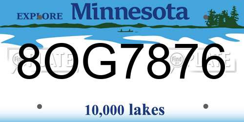 8OG7876 Minnesota License Plate