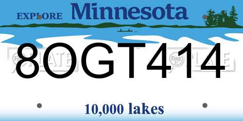 8OGT414 Minnesota License Plate