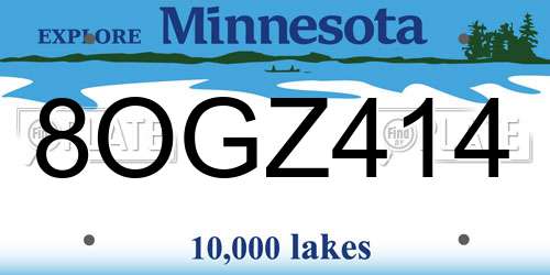 8OGZ414 Minnesota License Plate