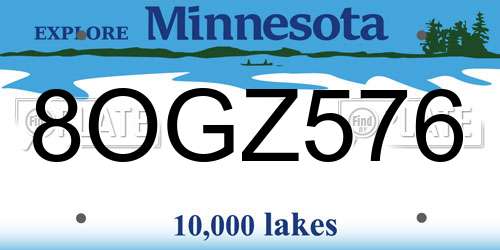 8OGZ576 Minnesota License Plate