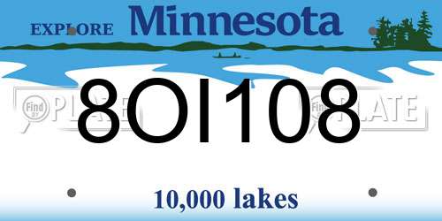 8OI108 Minnesota License Plate