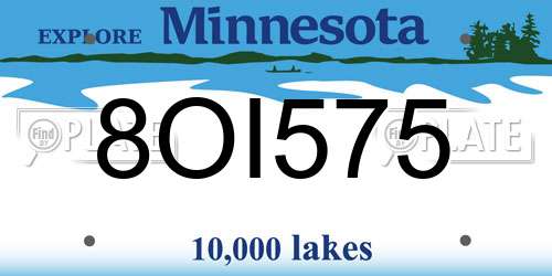 8OI575 Minnesota License Plate