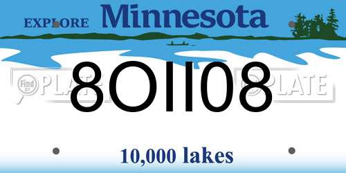 8OII08 Minnesota License Plate