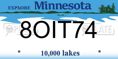 8OIT74 Minnesota License Plate