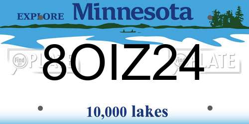 8OIZ24 Minnesota License Plate