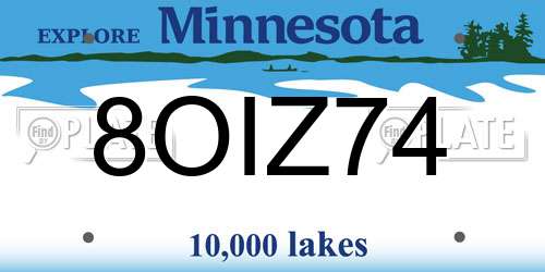 8OIZ74 Minnesota License Plate