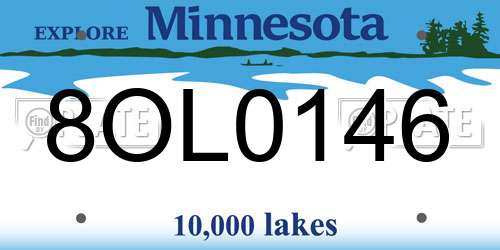8OL0146 Minnesota License Plate