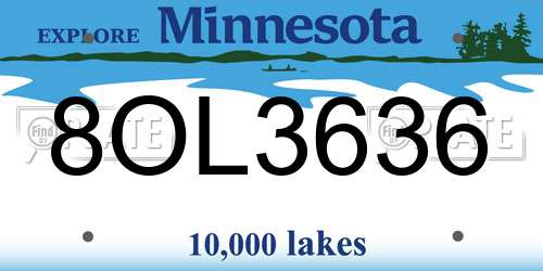 8OL3636 Minnesota License Plate