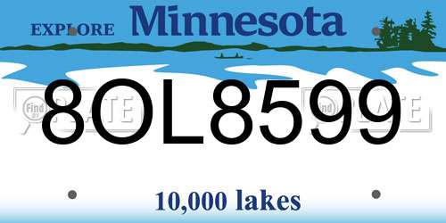 8OL8599 Minnesota License Plate
