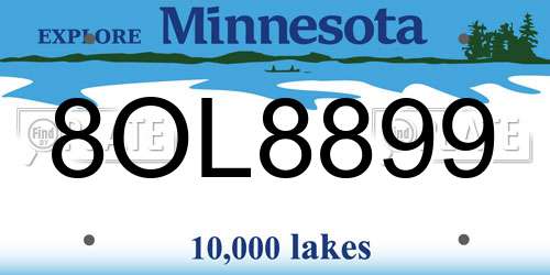 8OL8899 Minnesota License Plate