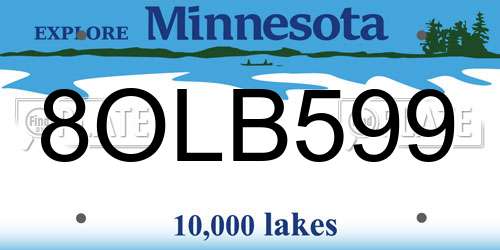 8OLB599 Minnesota License Plate