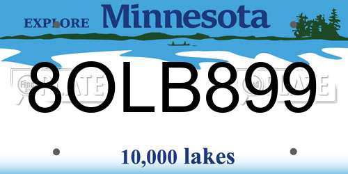 8OLB899 Minnesota License Plate