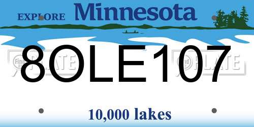 8OLE107 Minnesota License Plate