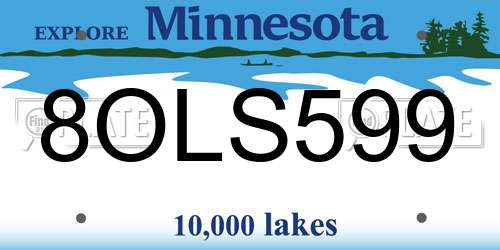 8OLS599 Minnesota License Plate