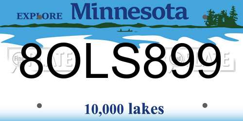8OLS899 Minnesota License Plate