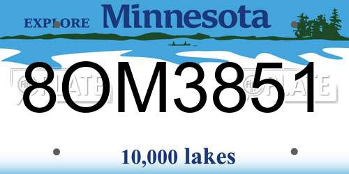 8OM3851 Minnesota License Plate