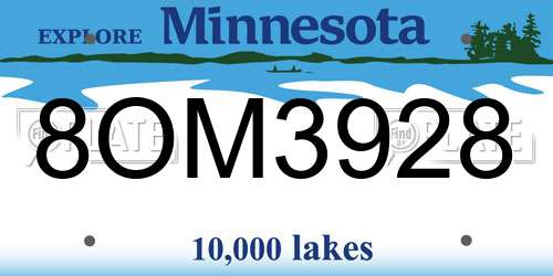 8OM3928 Minnesota License Plate