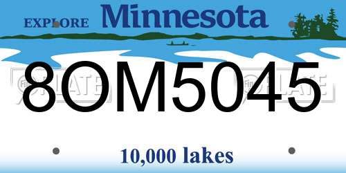 8OM5045 Minnesota License Plate
