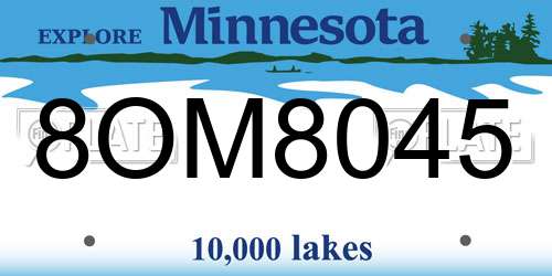 8OM8045 Minnesota License Plate