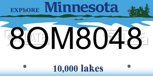8OM8048 Minnesota License Plate