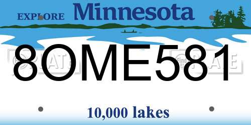 8OME581 Minnesota License Plate