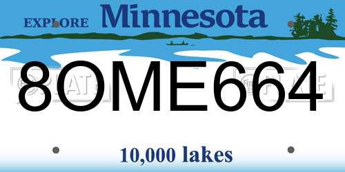 8OME664 Minnesota License Plate