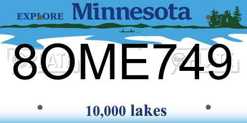 8OME749 Minnesota License Plate