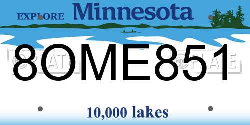 8OME851 Minnesota License Plate