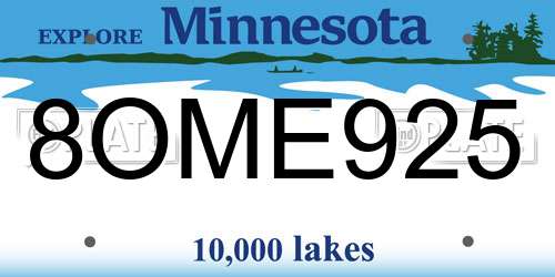8OME925 Minnesota License Plate