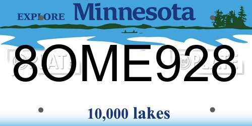 8OME928 Minnesota License Plate