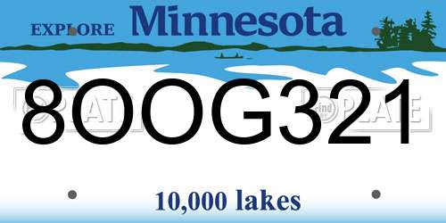 8OOG321 Minnesota License Plate