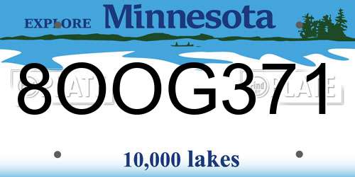 8OOG371 Minnesota License Plate