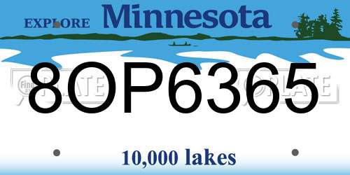 8OP6365 Minnesota License Plate