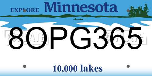 8OPG365 Minnesota License Plate