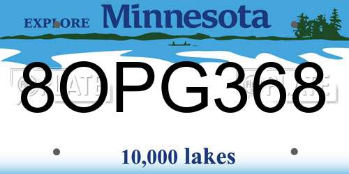 8OPG368 Minnesota License Plate